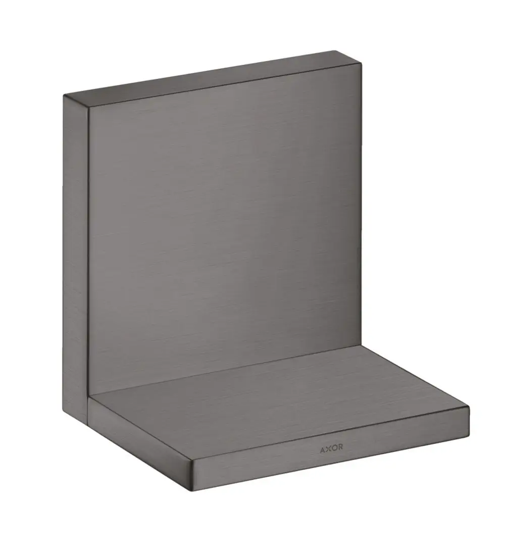 Ablage in brushed black chrome mit einer rechteckigen Form und einer flachen Ablagefläche, hergestellt von AXOR.